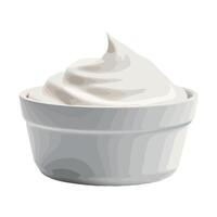 A bowl of whipped cream on a white background vector