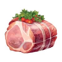 Raw meat with vegetables on top of it vector
