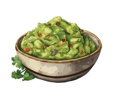 Guacamole in a bowl illustration vector