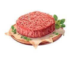 Raw beef steak on a plate with herbs and spices vector