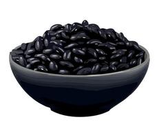 Black beans in a bowl illustration vector