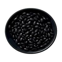 Black beans in a bowl on a white background vector