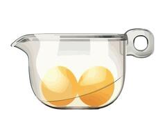 Two eggs in a glass bowl on a white background vector