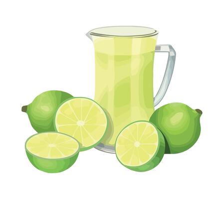 A pitcher of lime juice and limes