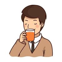 A man drinking coffee with a cup vector