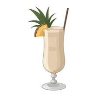 A drink with a pineapple and straw on a white background vector