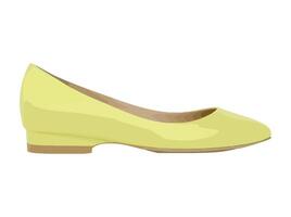 A yellow flat shoe with a pointed toe vector