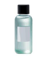 A bottle of liquid with a black cap on it vector