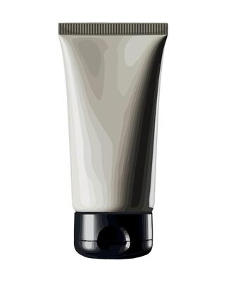 A tube of cream cream on a white background
