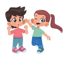 Two children are talking to each other vector