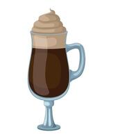 A glass of coffee with whipped cream on top vector