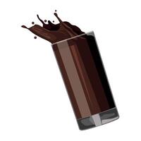 Chocolate drink in glass with splash illustration vector
