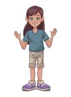 Cartoon girl with hands outstretched vector