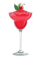 Red margarita cocktail with cherry on top vector