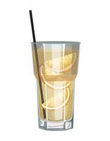 Orange juice cocktail with a straw and a black straw vector