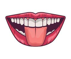 A cartoon mouth with open tongue vector