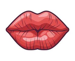A red lips with a white background vector