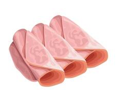 Three slices of ham wrapped in paper vector
