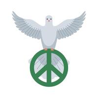 A dove with wings and a peace sign vector