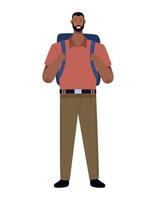 Man with backpack illustration vector