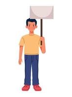 A man holding a sign with a blank sign vector