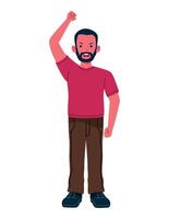 A man with a beard and a pink shirt vector
