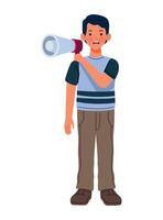 A man is holding a megaphone in his hand vector