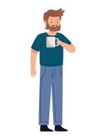 Man drinking coffee illustration vector