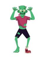 Zombie cartoon character, halloween character, cartoon illustration isolated on white background vector