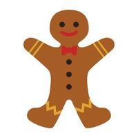 A gingerbread man with a bow tie and red tie vector