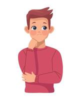 A man in a pink sweater is thinking about something vector
