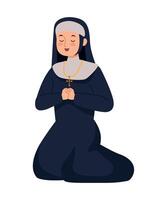 A nun praying with her hands closed vector