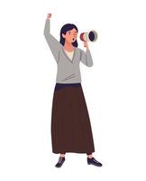 Woman shouting into megaphone illustration vector