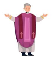 A priest in a purple robe with crossed arms vector