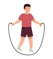 A boy is jumping rope with a skipping rope vector