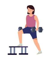 A woman is doing squats with a dumbbell vector