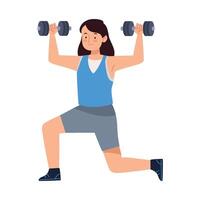 A woman is doing squats with dumbbells vector
