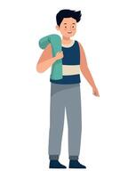 A man with a towel and a towel bag vector