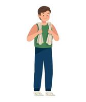 A man is standing with a towel on his shoulder vector
