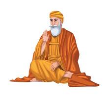 Guru dev bhagwan sitting on the floor with his hands in his lap vector