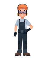 A cartoon man in overalls and goggles vector