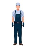 A man in overalls and gloves standing on a white background vector
