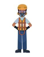 A cartoon man in safety gear with a mask and goggles vector