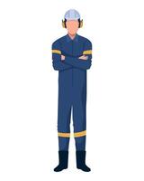 An illustration of a man in a blue coverall vector