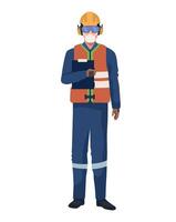 An illustration of a man in a safety vest vector