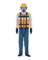 A man in a safety vest and helmet vector