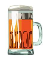 A beer mug with a glass of beer on a white background vector
