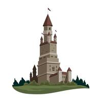 An illustration of a castle with a tower vector