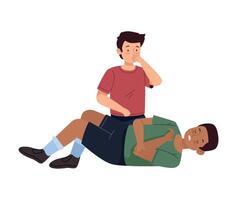 A man lying on the ground with his head on the ground vector
