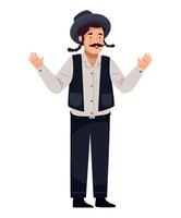 A man in a traditional costume with a mustache and hat vector